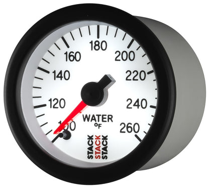 Autometer Stack 52mm 100-260 Deg F 1/8in NPTF Male Pro Stepper Motor Water Temp Gauge - White ST3358