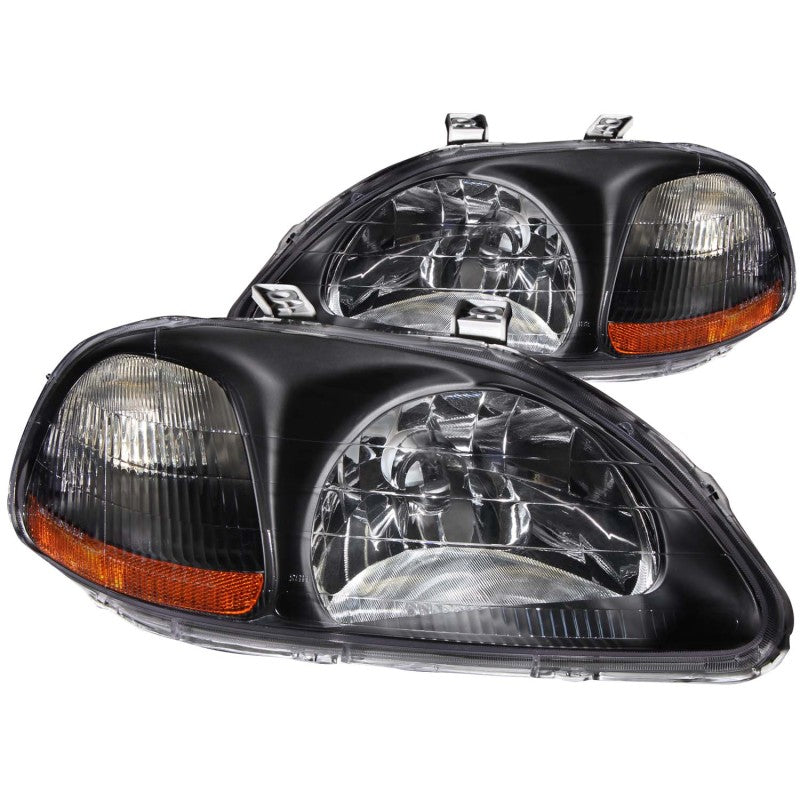 ANZO USA Honda Civic Crystal Headlights Black; 1996-1998 - eliteracefab.com