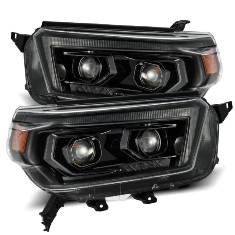 AlphaRex 10-13 Toyota 4Runner PRO-Series Proj Headlights Plank Style Alpha Blk w/Seq Signal/DRL - eliteracefab.com