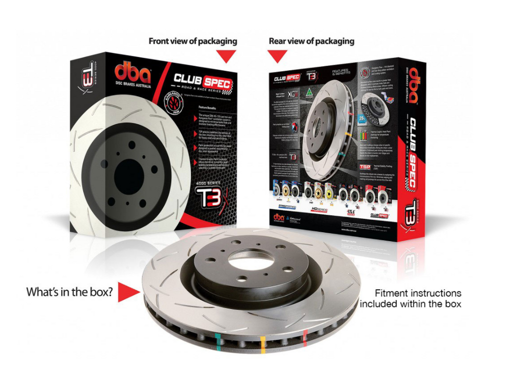 DBA 2009-2013 Cadillac CTS-V V Series Front Slotted T3 4000 Series Uni-Directional Rotor w/Black Hub - eliteracefab.com