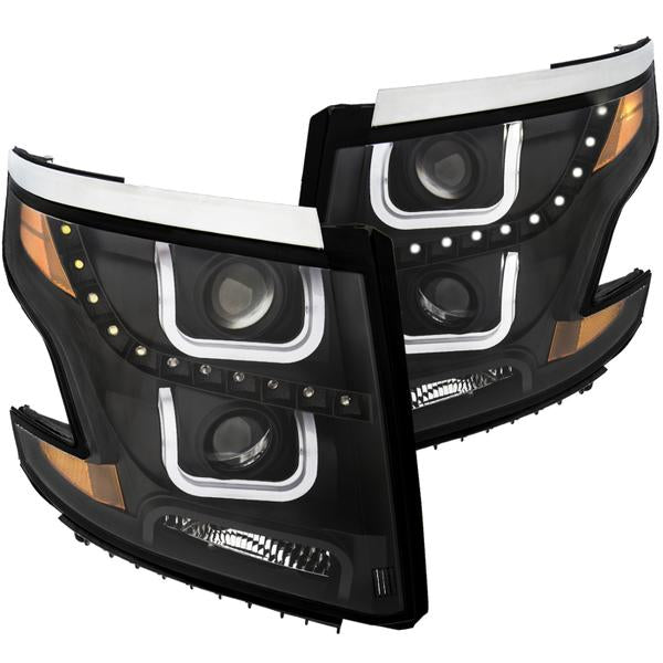 ANZO 2014-2021 Toyota Tundra LED Crystal Headlights w/ Switchback Chrome Housing w/ DRL - eliteracefab.com