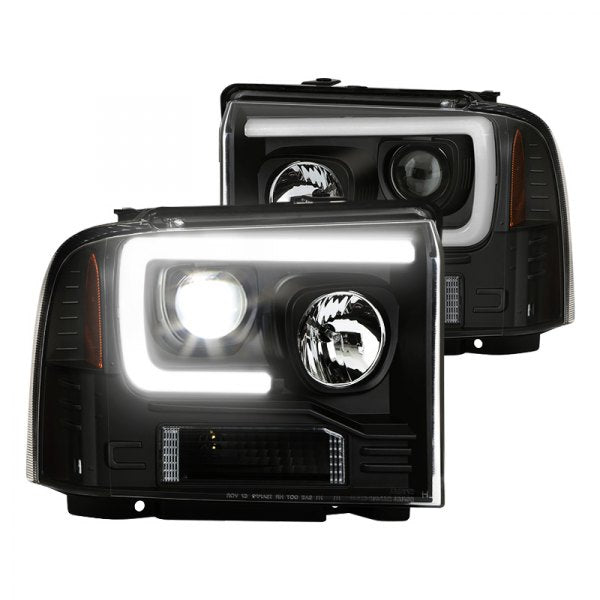 Spyder 05-07 Ford F250/350/450 Super Duty Projector LED Black PRO-YD-FS05V2PL-BK - eliteracefab.com