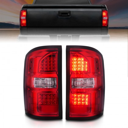 ANZO 2014-2018 GMC Sierra LED Tail Lights Black Housing Red/Clear Lens - eliteracefab.com