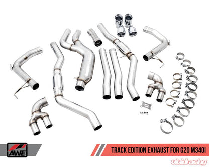 AWE Tuning 2019+ BMW M340i (G20) Track Edition Exhaust - Quad Chrome Silver Tips - eliteracefab.com