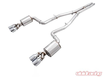 AWE Tuning 2015+ Dodge Challenger 6.4L/6.2L Non-Resonated Touring Edition Exhaust - Quad Black Tips - eliteracefab.com