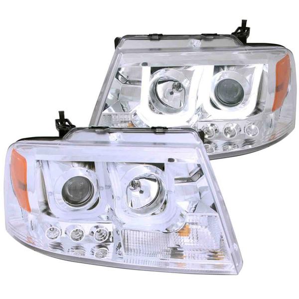 ANZO 88-98 Chevrolet C1500 Crystal Headlights w/ Light Bar Black Housing w/ Signal Side Markers 8Pcs - eliteracefab.com