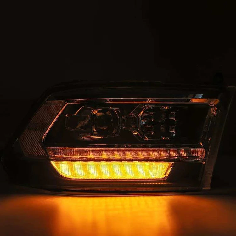 AlphaRex 09-18 Dodge Ram 2500HD LUXX LED Proj Headlights Plank Style Black w/Seq Signal/Smoked DRL - eliteracefab.com