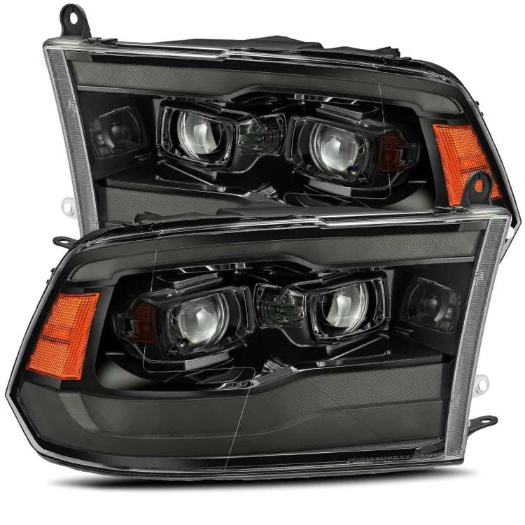 AlphaRex 09-18 Dodge Ram 1500 PRO-Series Projector Headlights Plank Style Alpha Blk w/Seq Signal/DRL - eliteracefab.com