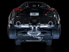 AWE 2020 Toyota Supra A90 Resonated Touring Edition Exhaust - 5in Chrome Silver Tips - eliteracefab.com