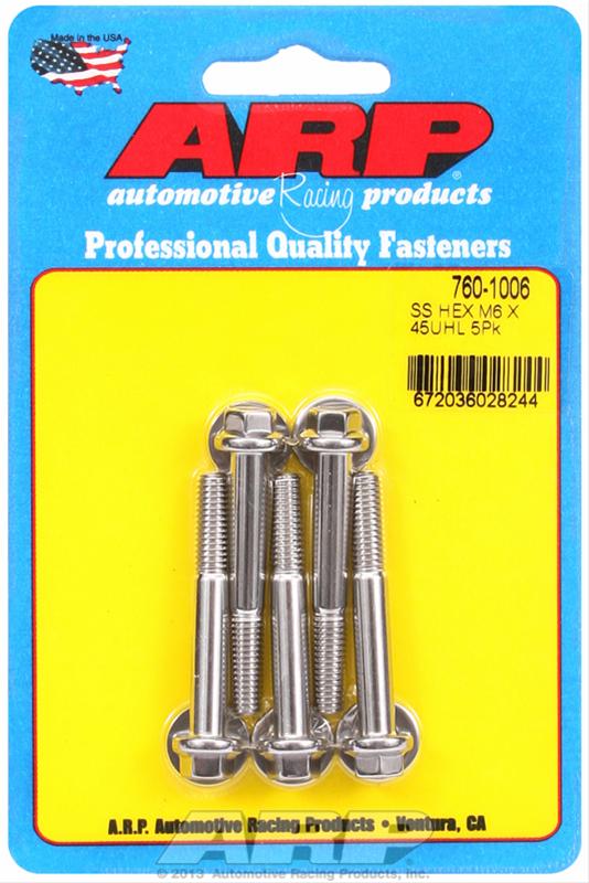 ARP M6 x 1.00 x 45 Hex SS Bolts (5/pkg)