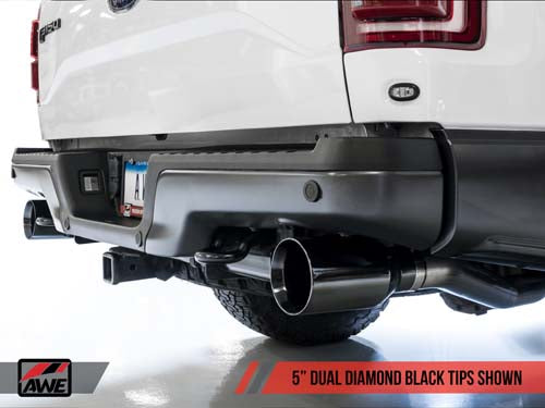 AWE Tuning 2017+ Ford Raptor Tailpipe Conversion Kit w/ Diamond Black Tips - eliteracefab.com