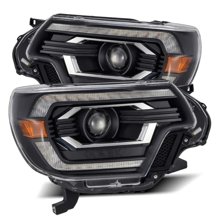 AlphaRex 12-15 Toyota Tacoma PRO-Series Projector Headlights Plank Style Black w/DRL - eliteracefab.com