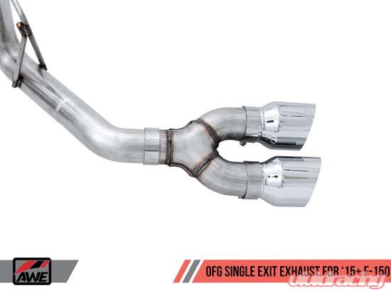 AWE Tuning 2015+ Ford F-150 0FG Single Exit Performance Exhaust System w/4.5in Diamond Black Tips - eliteracefab.com