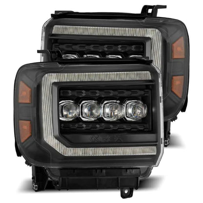 AlphaRex 14-18 GMC Sierra NOVA LED Proj Headlights Plank Style Black w/Activ Light/Seq Signal/DRL - eliteracefab.com