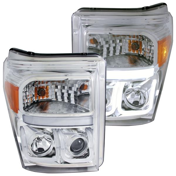 ANZO 88-98 Chevrolet C1500 Crystal Headlights w/Light Bar Chrome Housing w/ Signal Side Markers 8Pcs - eliteracefab.com