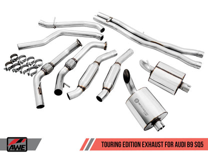 AWE Tuning Audi B9 SQ5 Non-Resonated Touring Edition Cat-Back Exhaust - No Tips (Turn Downs) - eliteracefab.com