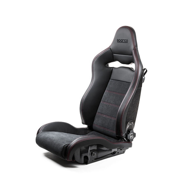 Sparco Seat SPX Special Edition Black/Red w/ Gloss Carbon Shell - Left - eliteracefab.com