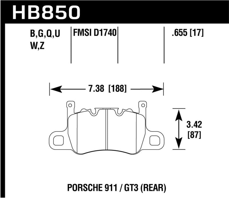 Hawk Performance DTC-80 Rear Brake Pads - HB850Q.655