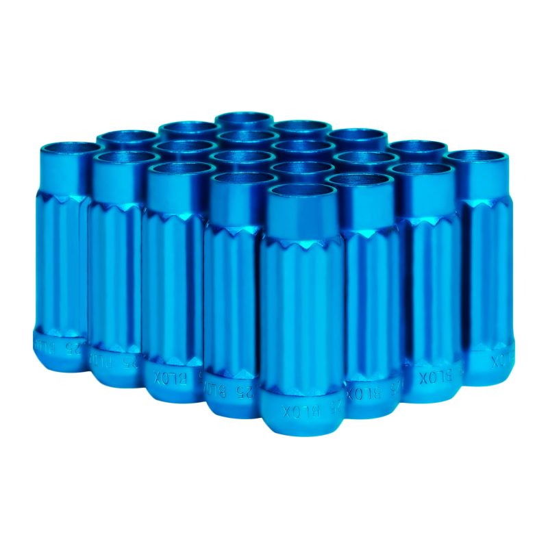 BLOX Racing Tuner 12P17 Steel Lug Nuts - Blue 12x1.25 Set of 20 12-Sided 17mm BLOX Racing