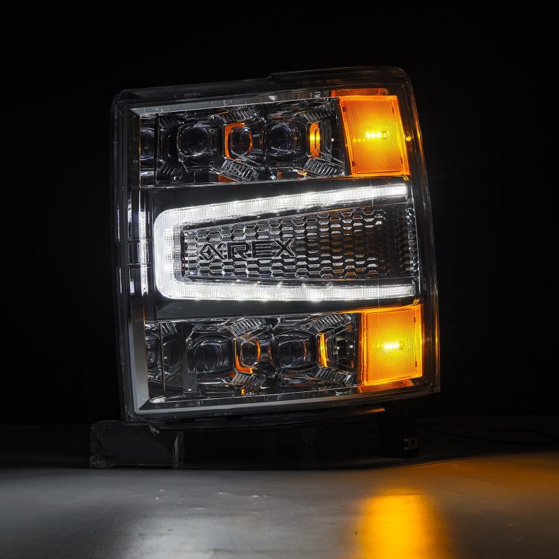 AlphaRex 880240 04-15 Chevy 1500HD NOVA-Series LED Proj Headlights Chrome w/Activ Light/Seq Signal & SB DRL
