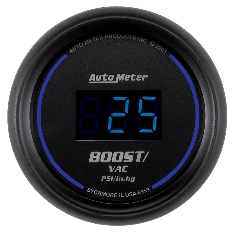 Autometer Cobalt Digital 52.4mm Black Vacuum/Boost Gauge.