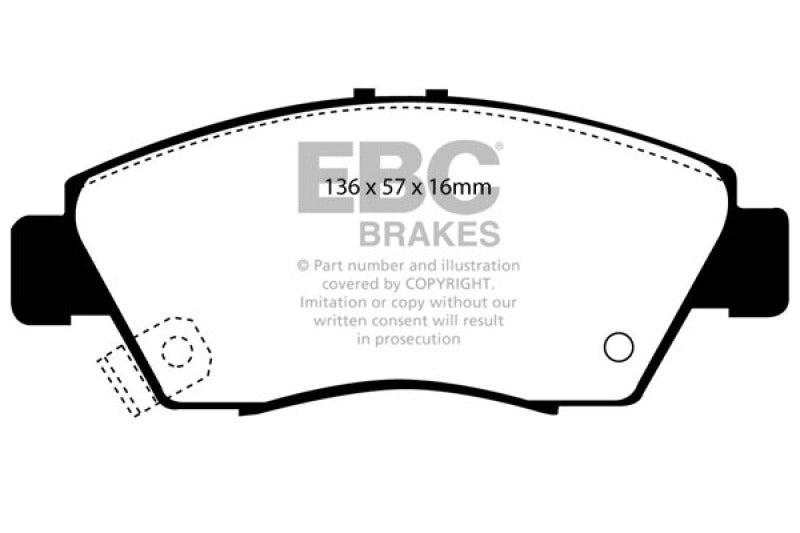 EBC 12 Acura ILX 1.5 Hybrid Ultimax2 Front Brake Pads - eliteracefab.com