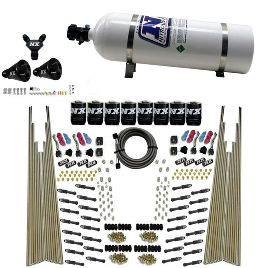 Nitrous Express 8 Cyl Dry Direct Port, Four Stage, 8 Solenoids, w/ 15 lb Bottle - 93306-15
