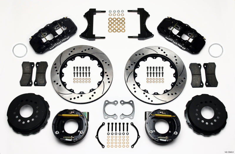 Wilwood AERO4 Rear P-Brake Kit 14.00in Drilled Small Ford 2.66in Offset Wilwood