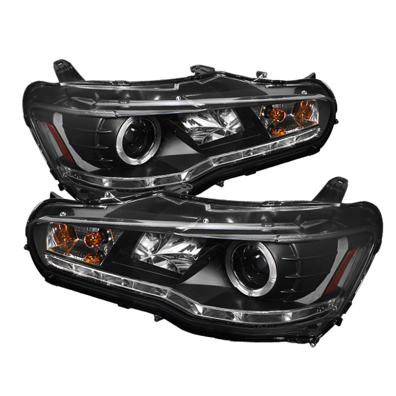 Spyder Mitsubishi Lancer/EVO-10 08-14 Projector Xenon/HID- LED Halo DRL Blk PRO-YD-ML08-HID-DRL-BK - eliteracefab.com