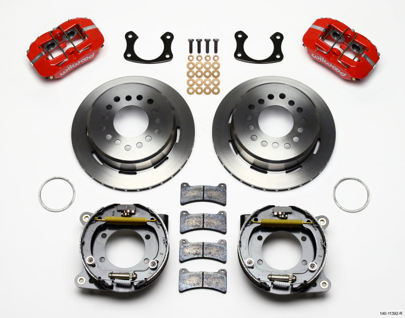 Wilwood Dynapro Low-Profile 11.00in P-Brake Kit - Red New Big Ford 2.50in Off Staggerd Mount Wilwood