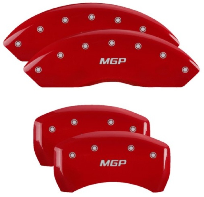 MGP 4 Caliper Covers Engraved Front & Rear MGP Red Finish Silver Char 2019 Chevrolet Blazer MGP