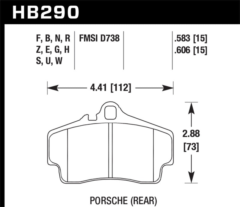 Hawk Performance HP+ Rear Brake Pads - HB290N.606 Hawk Performance