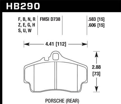 Hawk Performance HP+ Rear Brake Pads - HB290N.606 Hawk Performance