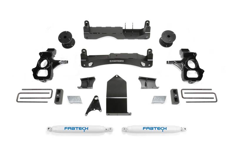 Fabtech 14-18 GM C/K1500 P/U w/oE Forg Stl UCA 4in Basic Sys w/Perf Shks - eliteracefab.com