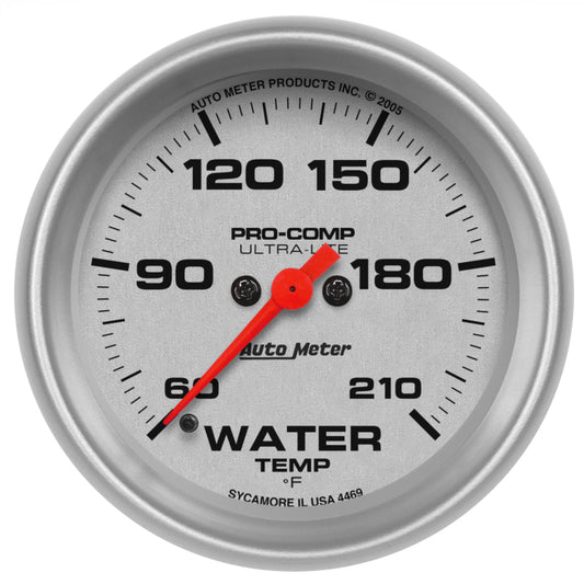 Autometer Ultra-Lite 66.7mm Full Sweep Electronic 60-210 Degree F Water Temperature Gauge 4469