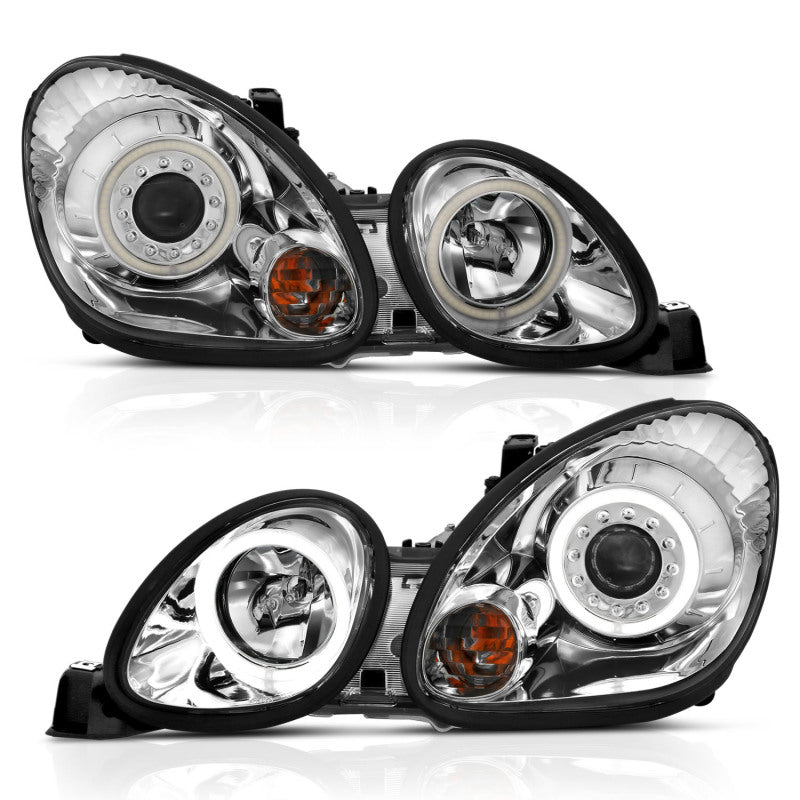 ANZO USA Lexus Gs300 Projector Headlights W/ Halo Chrome; 1998-2005 - eliteracefab.com