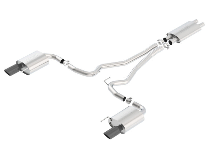 Borla Touring Cat-Back 15 Ford Mustang GT 5.0L V8 MT/AT 2.5in pipe Black 4in tip - eliteracefab.com