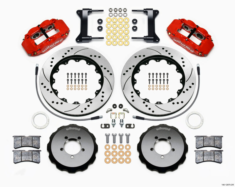 Wilwood Narrow Superlite 6R Front Hat Kit 14.00in Drilled Red 1999-2012 Subaru WRX w/Lines Wilwood