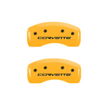 Load image into Gallery viewer, MGP 4 Caliper Covers Engraved Front &amp; Rear C6/Corvette Yellow finish black ch - eliteracefab.com