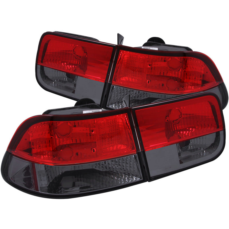 ANZO USA Honda Civic 2dr Taillights Red/Smoke; 1996-2000 - eliteracefab.com