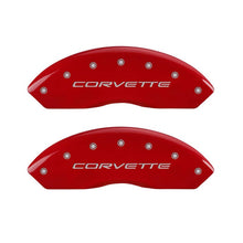 Load image into Gallery viewer, MGP 4 Caliper Covers Engraved Front &amp; Rear C5/Corvette Red finish silver ch - eliteracefab.com