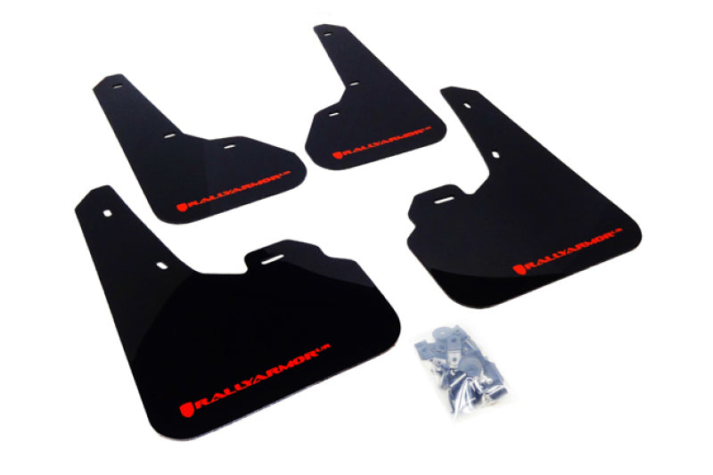 Rally Armor UR Mudflaps Urethane - Mazdaspeed3 2010 - 2013 - Black/Red - eliteracefab.com