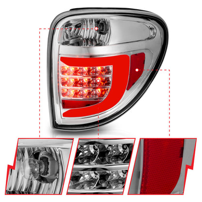 ANZO 2004-2007 Dodge Grand Caravan LED Tail Lights w/ Light Bar Chrome Housing Clear Lens ANZO