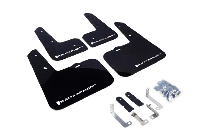 Rally Armor UR Mudflaps Urethane Hyundai Veloster 2012-2014 - Black/White - eliteracefab.com