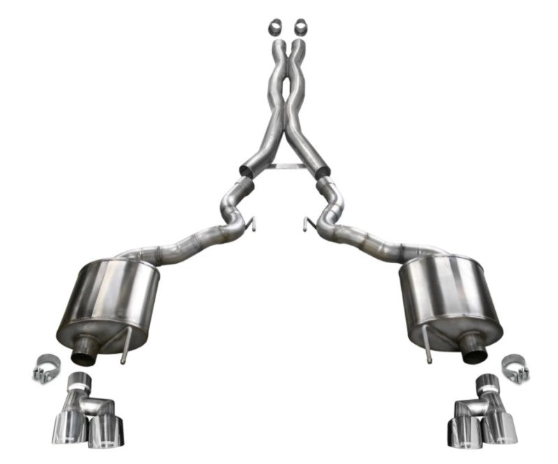 Corsa 18-20 Ford Mustang GT Convertible w/o Active Valves Sport Cat-Back w/ Polished 4in Tips CORSA Performance