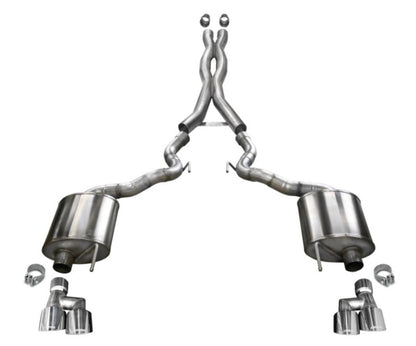 Corsa 18-20 Ford Mustang GT Convertible w/o Active Valves Sport Cat-Back w/ Polished 4in Tips CORSA Performance