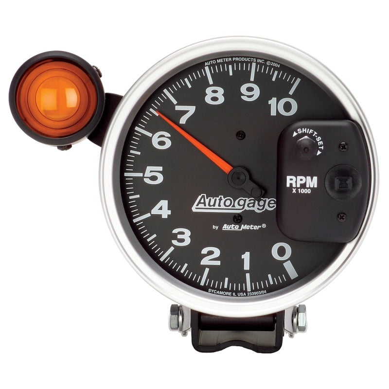 AutoMeter GAUGE; TACHOMETER; 5in.; 10K RPM; PEDESTAL W/EXT. SHIFT-LITE; BLACK; AUTO GAGE - eliteracefab.com