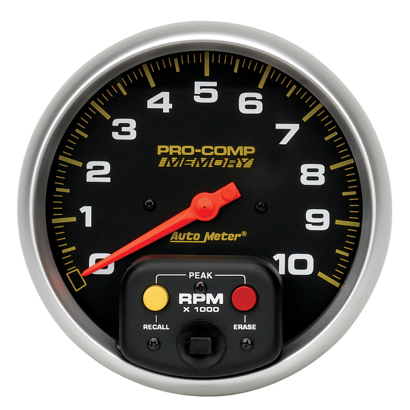 Autometer Pro-Comp 5 inch 10K RPM with Peak Memory  In-Dash Tachometer 6801