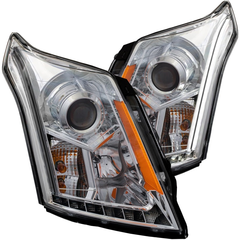 ANZO USA Cadillac Srx Projector Headlights W/ Plank Style Design Chrome; 2010-2015 - eliteracefab.com