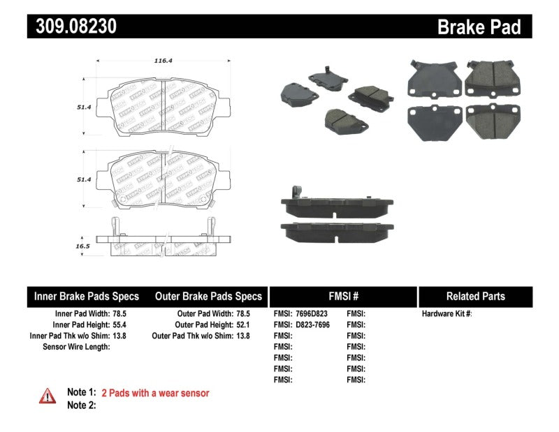 StopTech Performance 00-05 Celica GT-S Rear Brake Pads Stoptech